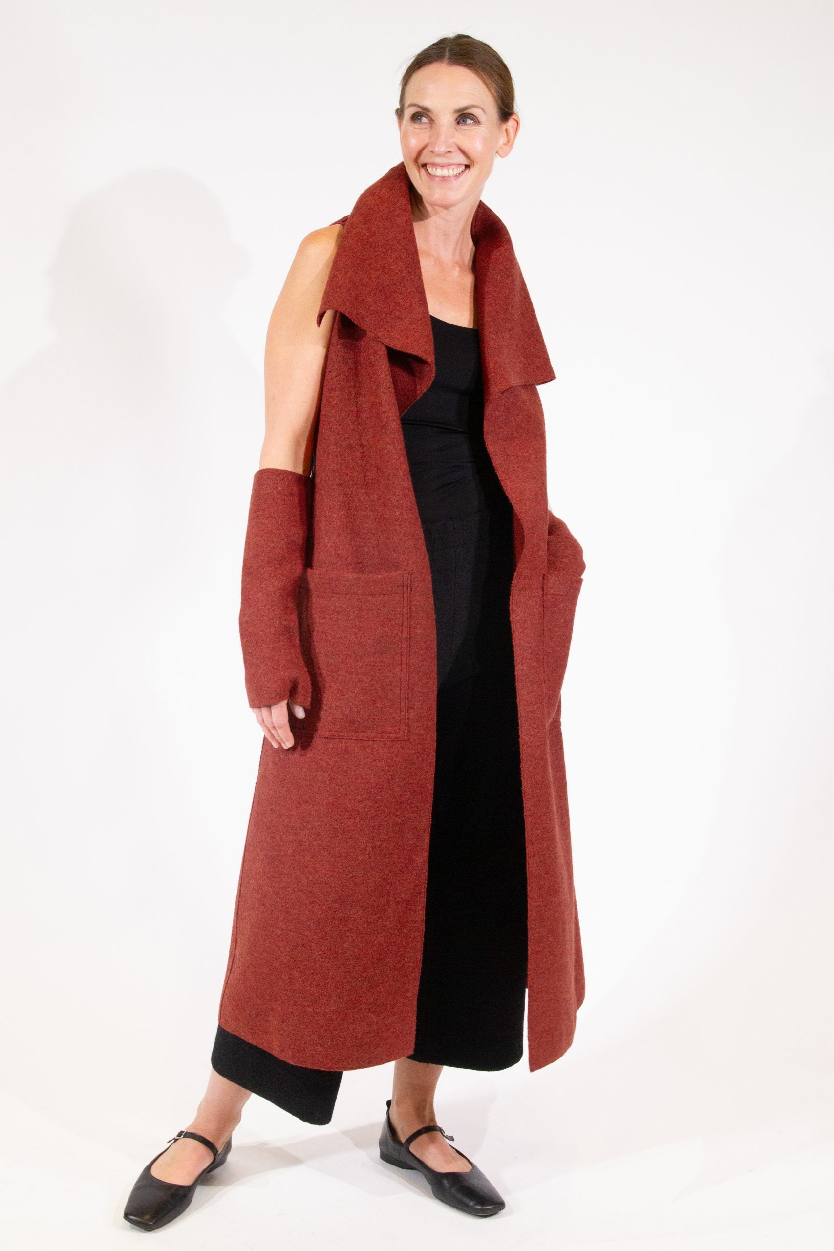 REIKO, Long Vest in Boiled Wool image 0
